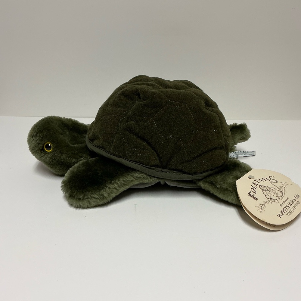 Folkmanis Turtle Puppet Folktails Plush with Tags Attached- Defect